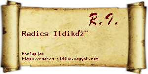 Radics Ildikó névjegykártya